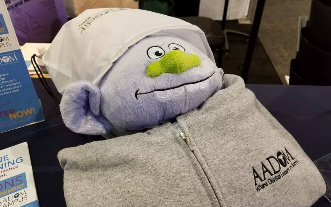 Stuffed troll in an AADOM hoodie