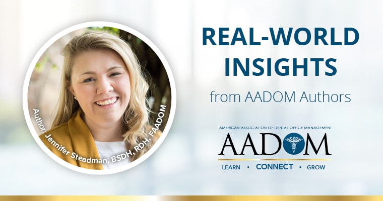 Jennifer Steadman with text, "Real-world insights from AADOM authors" with the AADOM logo