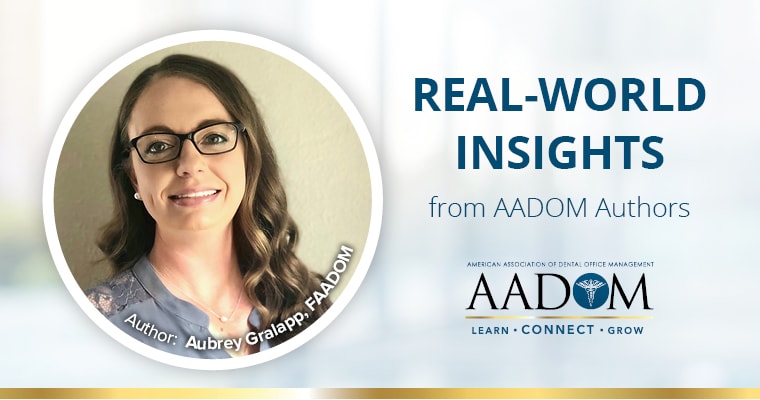 Aubrey Gralapp, FAADOM with text, "Real-world insights from AADOM Authors"