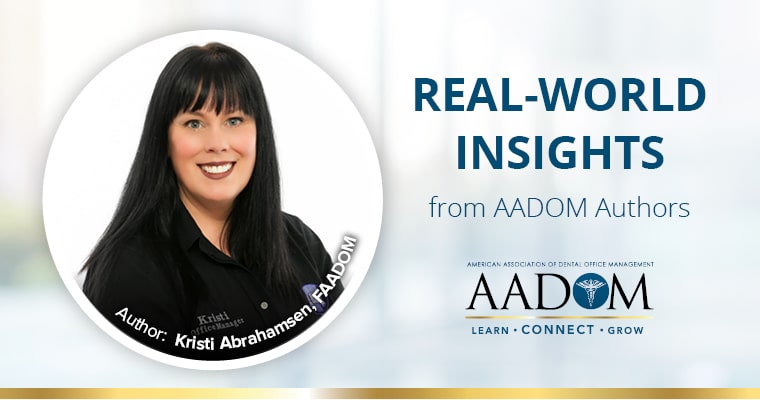 Kristi Abrahamsen with text, "Real-world insights from AADOM authors"