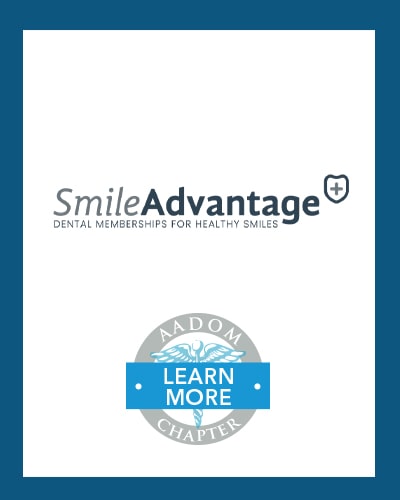 Smile Advantage logo with AADOM Chapter logo 