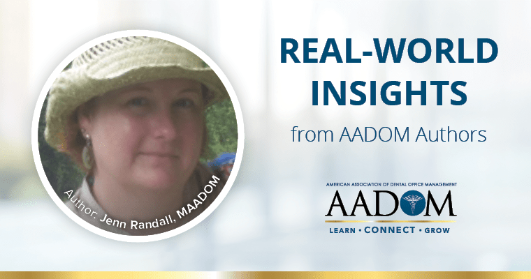 Jenn Randall, MAADOM with text, "Real-world insights from AADOM authors"