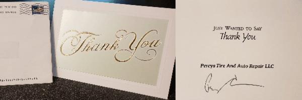 A thank you card