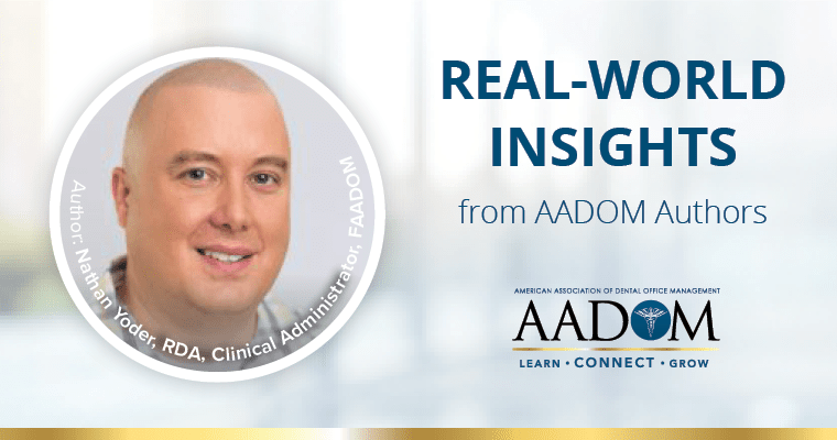 Nathan Yoder, RDA, Clinical Administrator, FAADOM with text, "Real-world insights from AADOM authors"