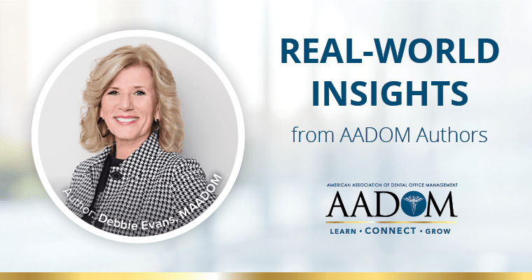 Debbie Evans, MAADOM with text, "Real-world insights from AADOM authors"