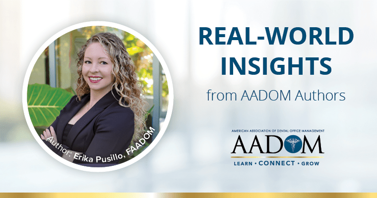 Erika Pusillo, FAADOM with text, "Real-world insights from AADOM authors"