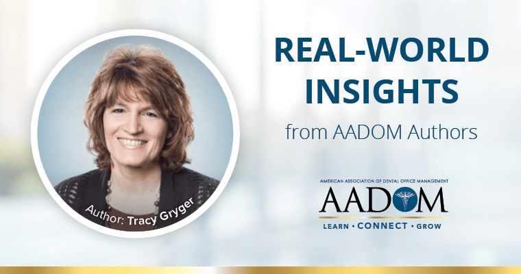 Tracy Gryger with text, "Real-world insights from AADOM authors"