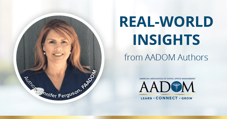 Jennifer Ferguson, FAADOM with text, "Real-world insights from AADOM authors"
