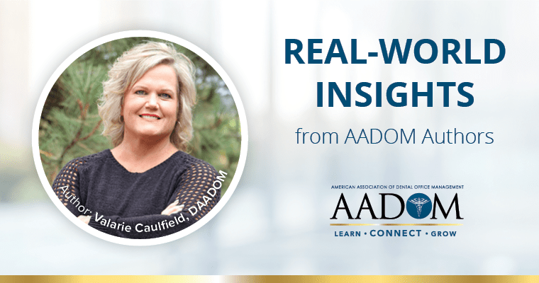 Valarie Caulfield, DAADOM with text, "Real-world insights from AADOM authors"