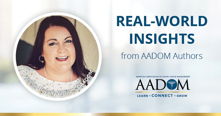 Beverly Wilburn with text, "Real-world insights from AADOM Authors"