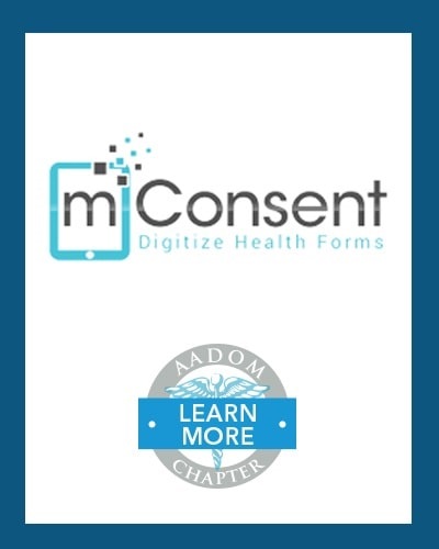 mConsent logo with AADOM Chapter logo saying 