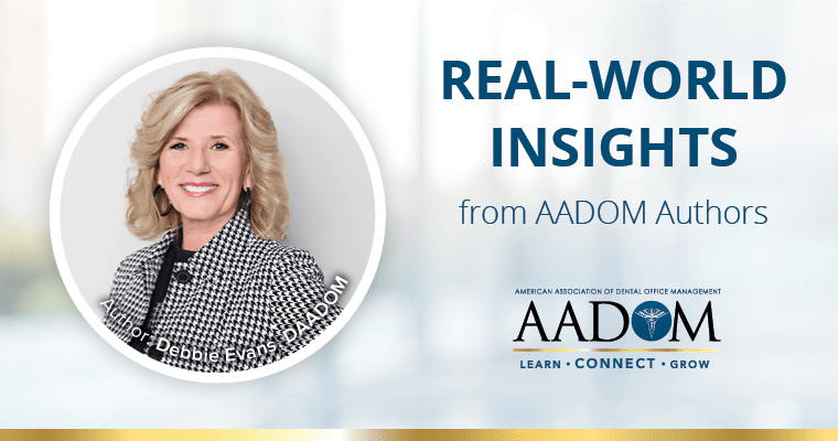 Debbie Evans, DAADOM with text, "Real-world insights from AADOM authors"