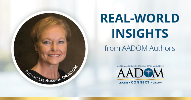 AADOM author, Liz Russell, DAAD with text, "Real-word insights from AADOM authors"