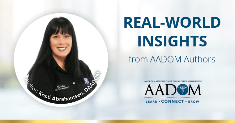 Kristi Abrahamsen, DAADOM with text, "Real-world insights from AADOM authors"