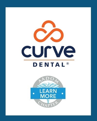 Curve Dental logo with AADOM Chapter logo saying 