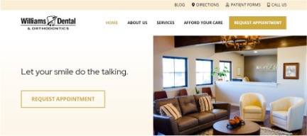 Williams Dental and Orthodontics' new website after they remodeled their office.