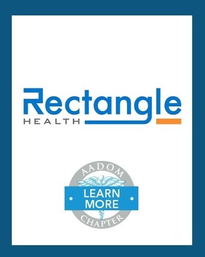 Rectangle Health logo with AADOM Chapter logo saying 