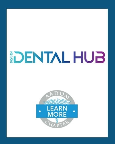 SKYGEN Dental Hub logo with AADOM Chapter logo 