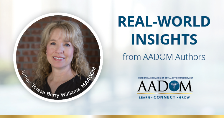 Teresa Berry Williams, MAADOM with text, "Real-world insights from AADOM authors"