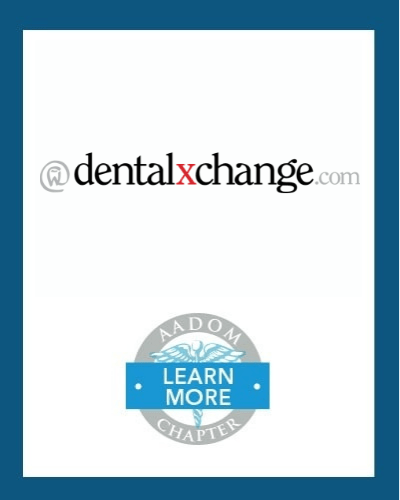 DentalXChange logo with AADOM Chapter logo saying 