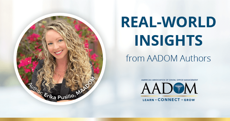 Erika Pusillo, MAADOM with text, "Real-world insights from AADOM Authors"