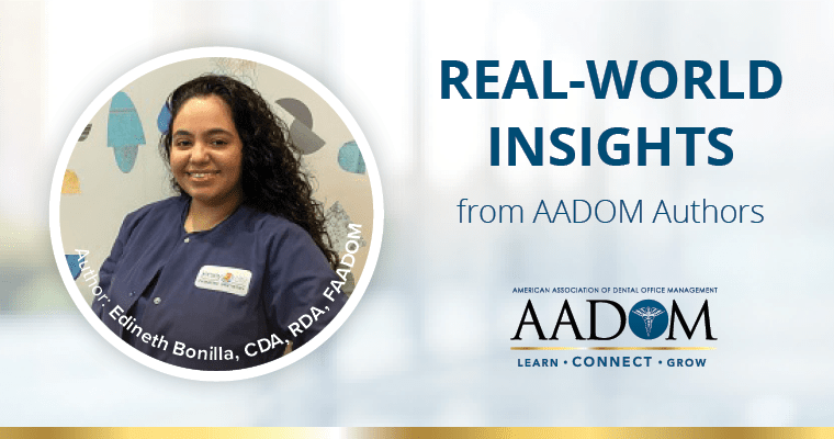 Edineth Bonilla, CDA, RDA, FAADOM, with text, "Real-world insights from AADOM authors"