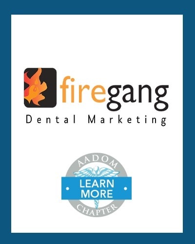 Firegang Dental Marketing logo with AADOM Chapter logo saying 