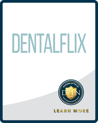 Dentalflix logo with AADOM DPLN logo saying 