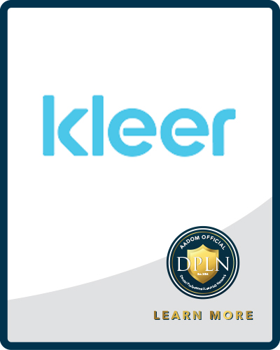 Kleer logo with AADOM DPLN logo saying 