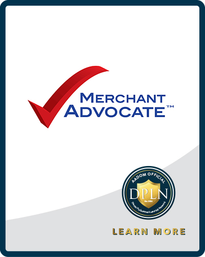 Merchant Advocate logo with AADOM DPLN logo saying 