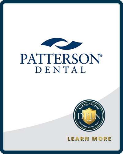 Patterson Dental logo with AADOM DPLN logo saying 