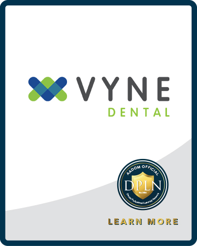 Vyne Dental logo with AADOM DPLN logo saying 